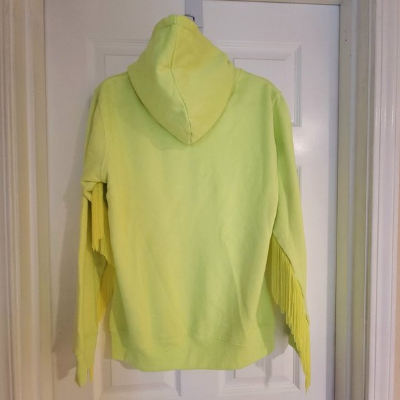 Neon Zip Up Hoodie with Fringe Sleeves - Picture 3 of 6